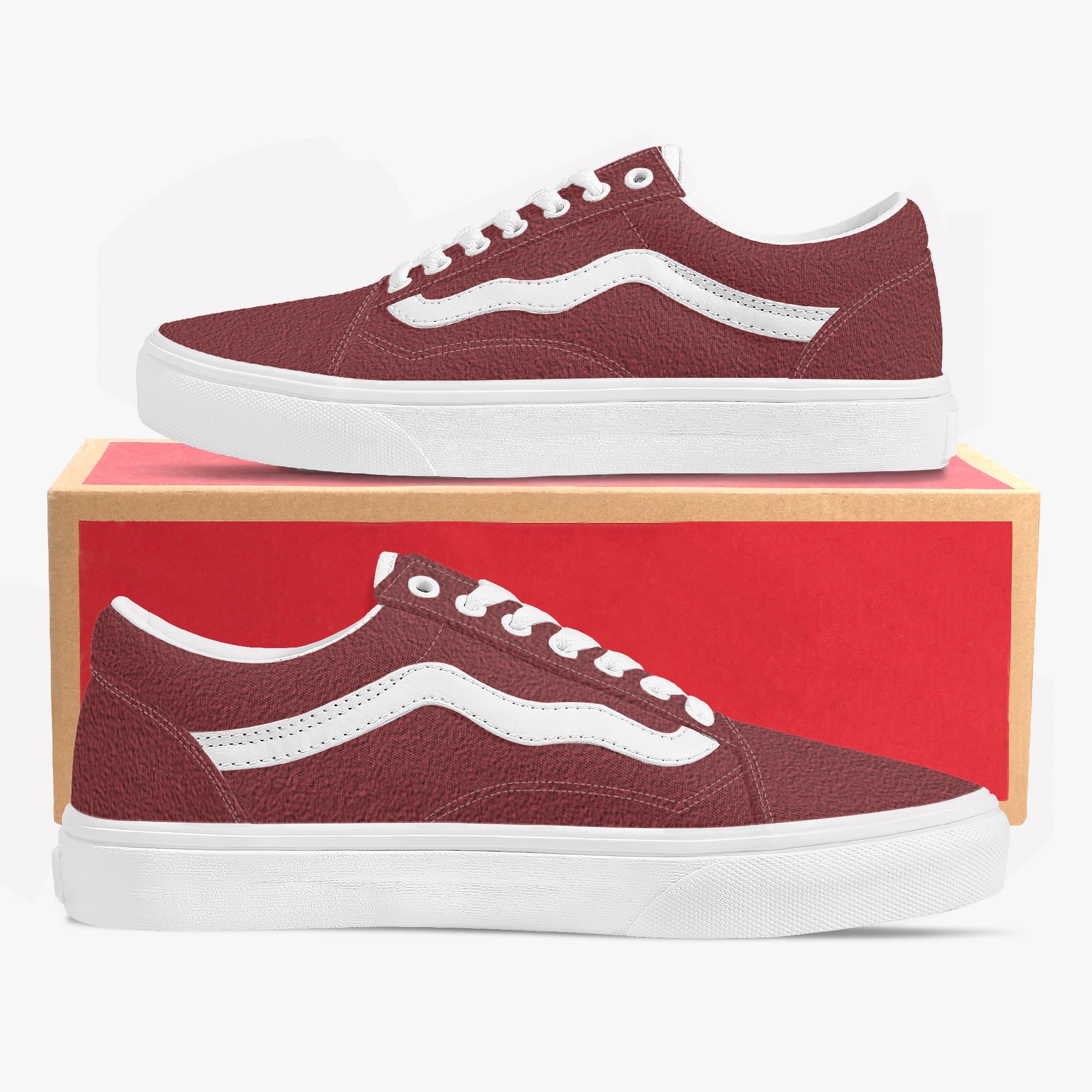 Rosso Lows sneakers side view - combining vintage racing aesthetics with modern street style.