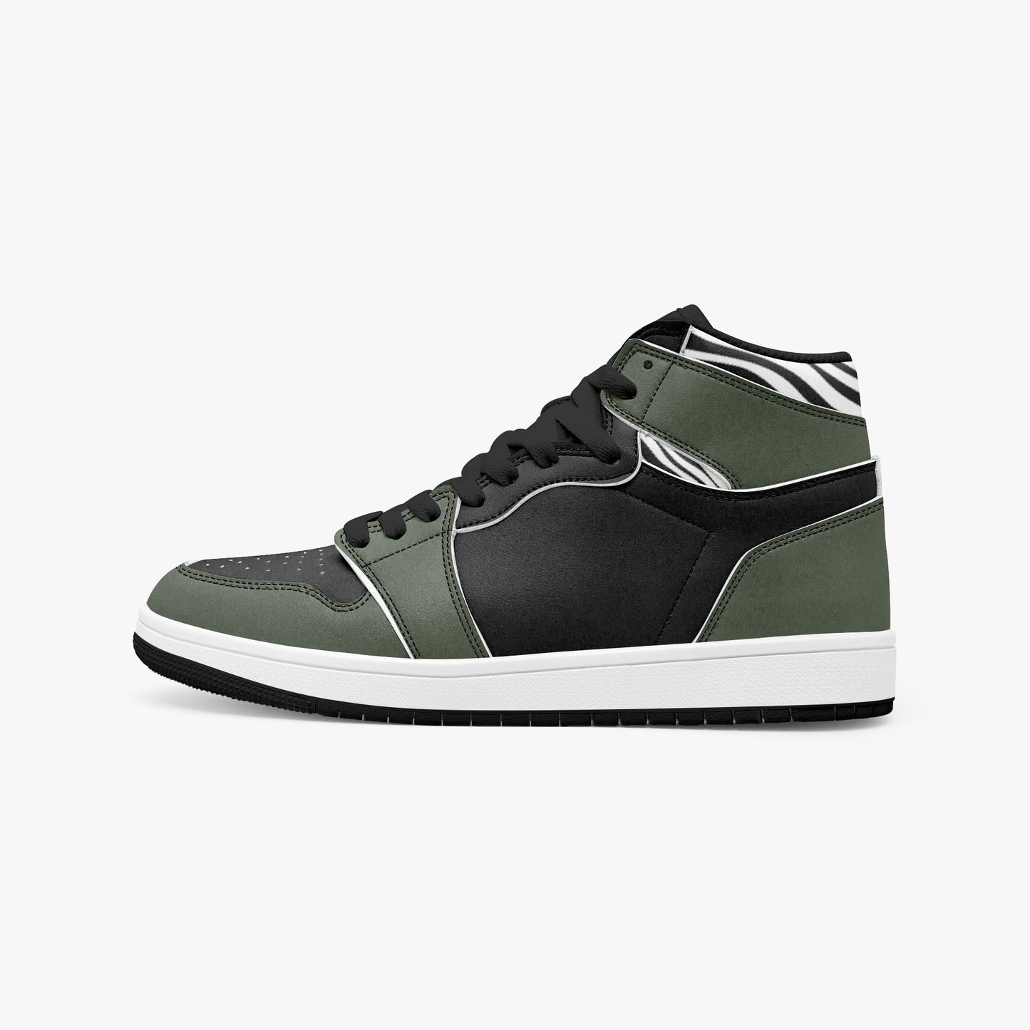 Zebras - Custom high-top sneakers inspired by the classic Air Jordan 1 silhouette. Premium leather construction with a bold, unique colorway.