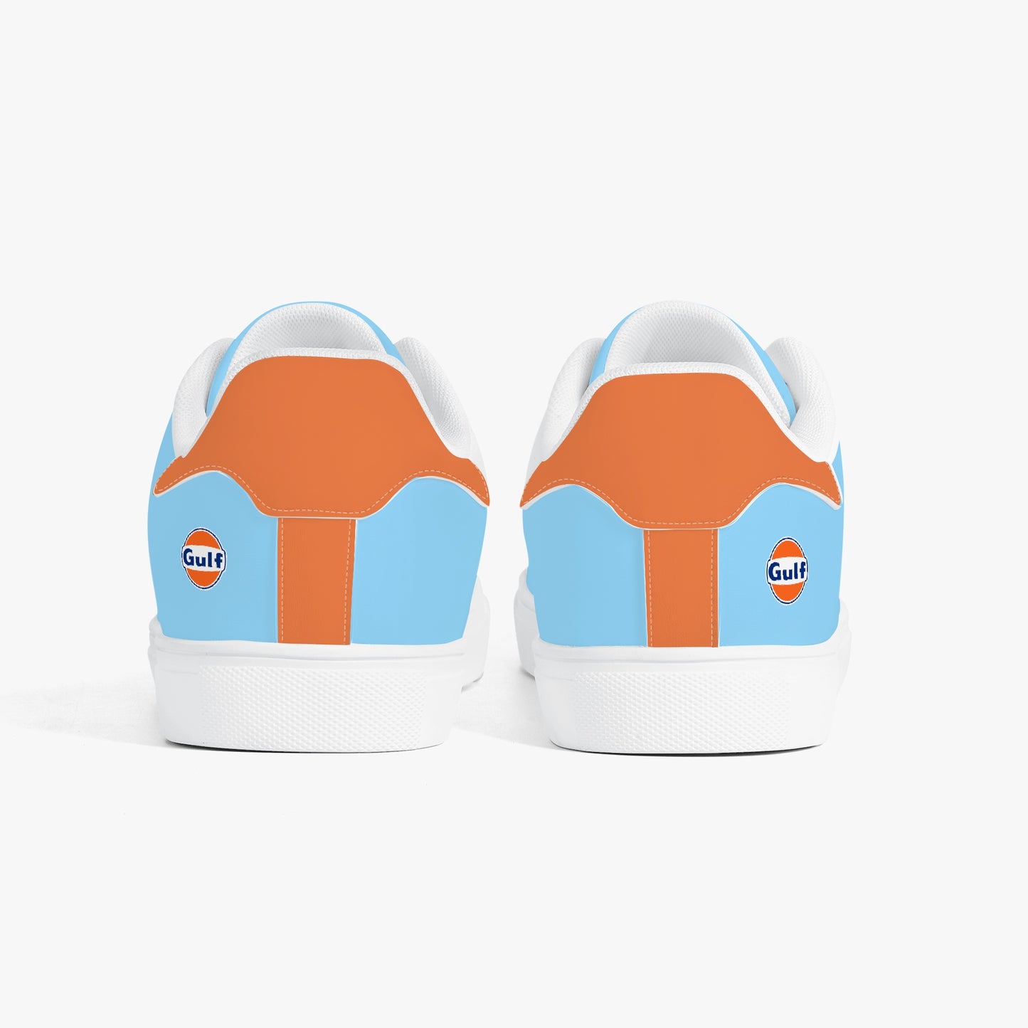 Rear view of Gulf Racing sneakers - featuring premium leather, soft EVA insoles, and a timeless design.