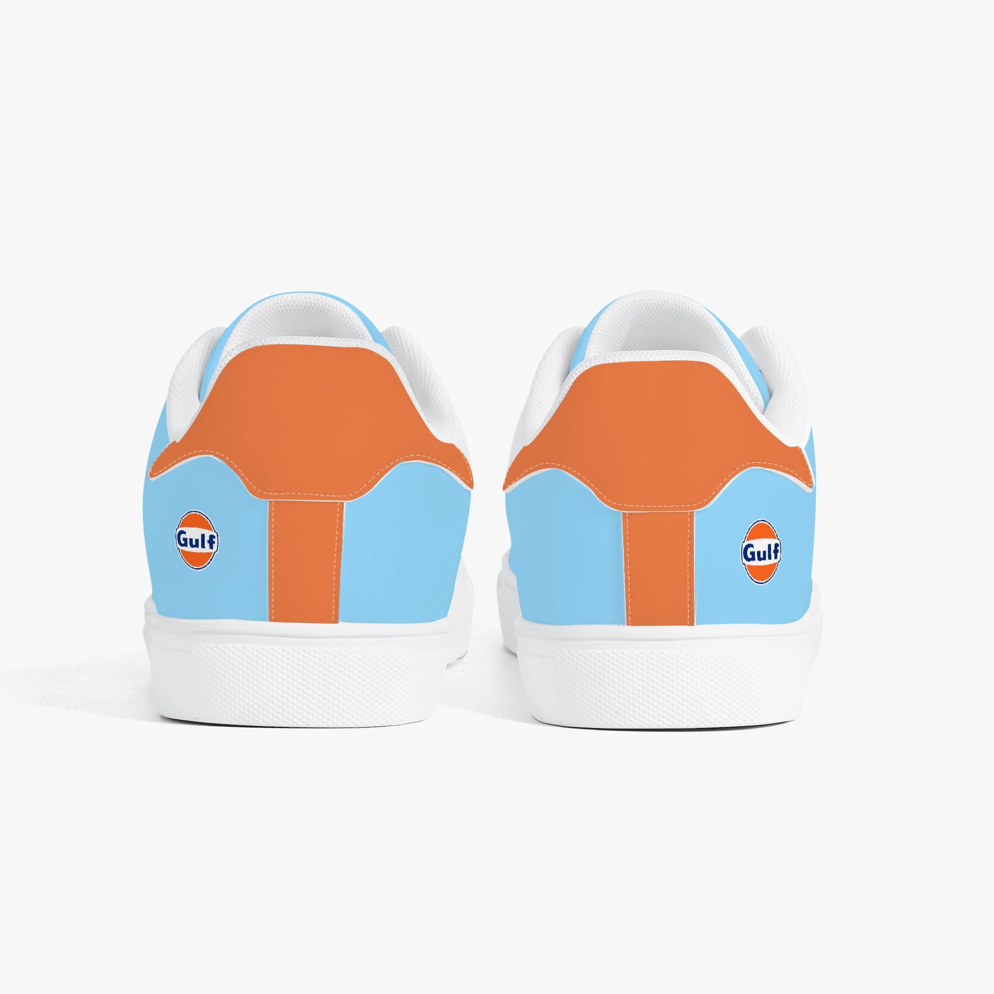 Rear view of Gulf Racing sneakers - featuring premium leather, soft EVA insoles, and a timeless design.