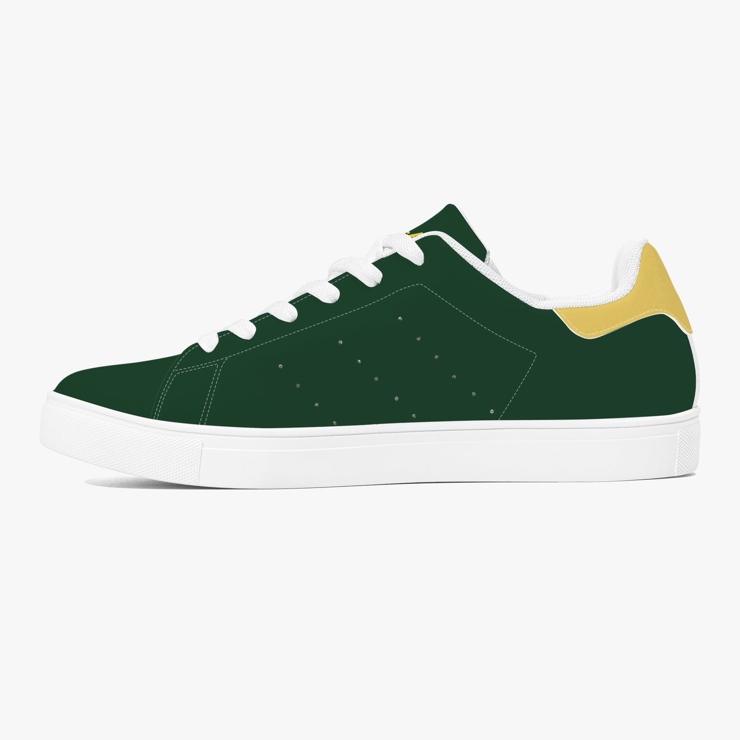 British Racing Green leather sneakers inspired by classic motorsports heritage. Designed for unisex wear with a sleek, custom look.