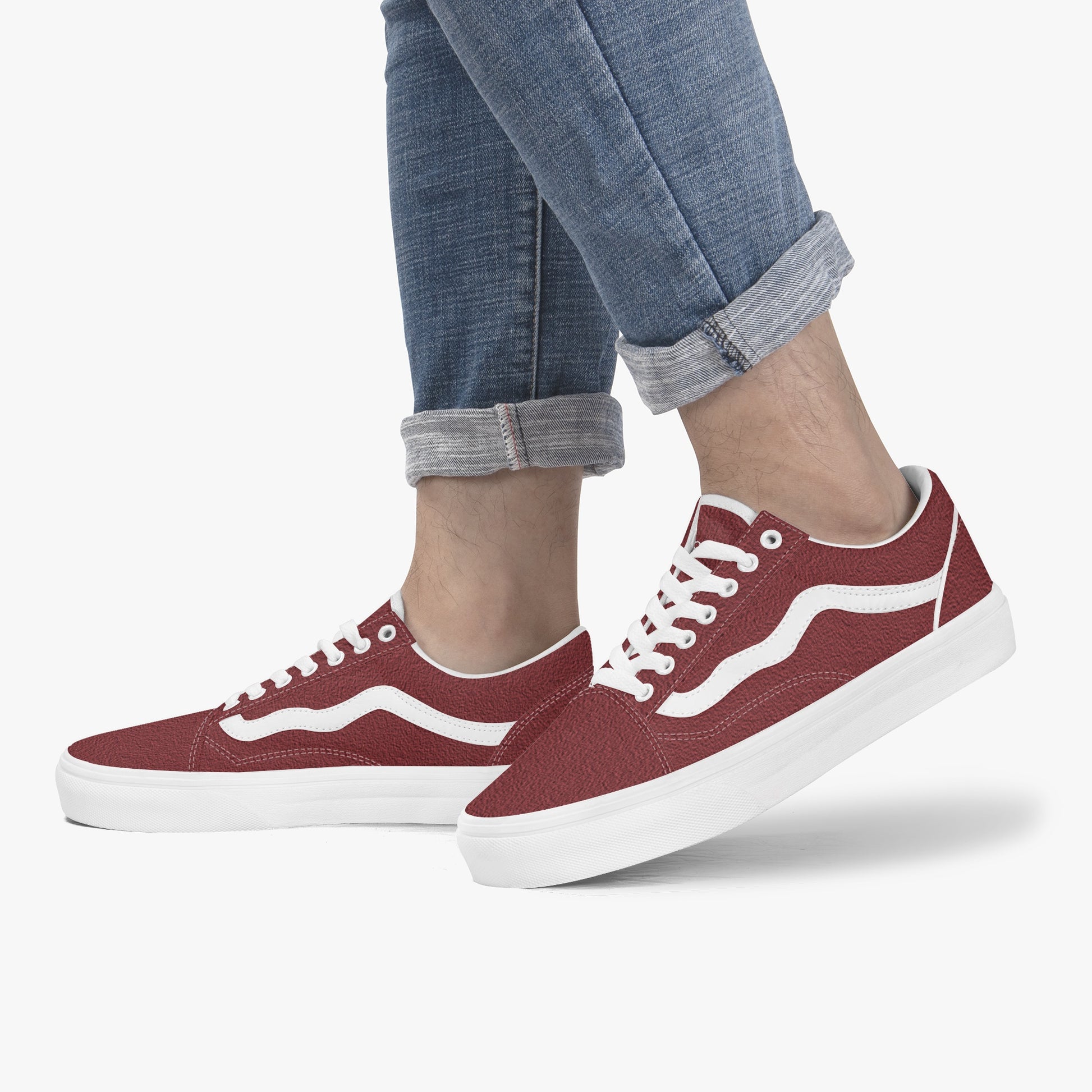  Rosso Lows sneakers worn by model - combining vintage racing aesthetics with modern street style.