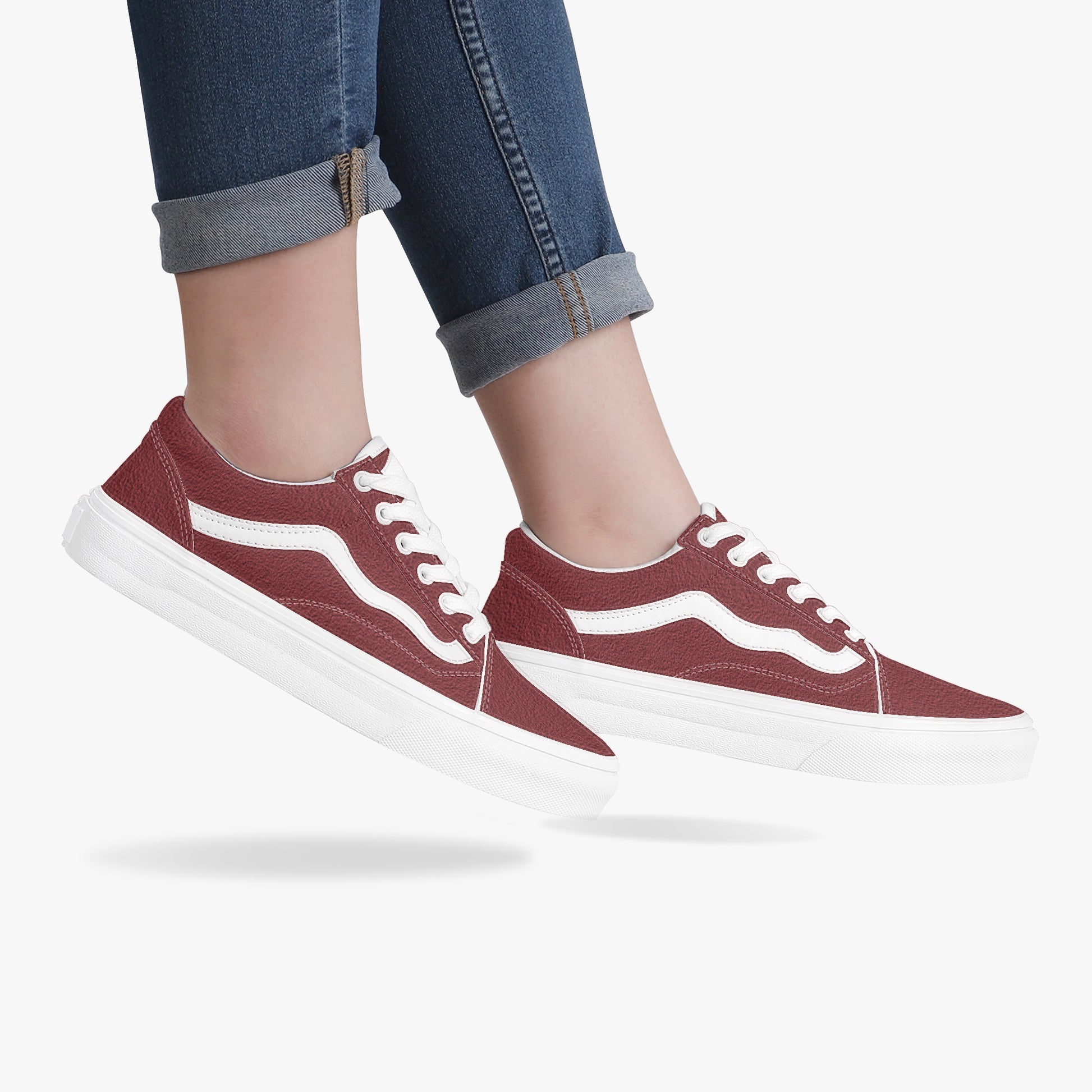  Rosso Lows sneakers worn by model - combining vintage racing aesthetics with modern street style.